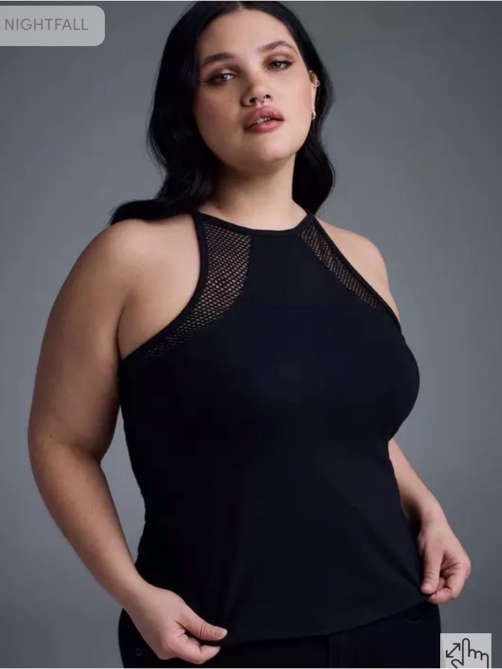 Torrid 3X Black Mesh Panel High Neck Foxy Tank Top Goth Whimsigoth